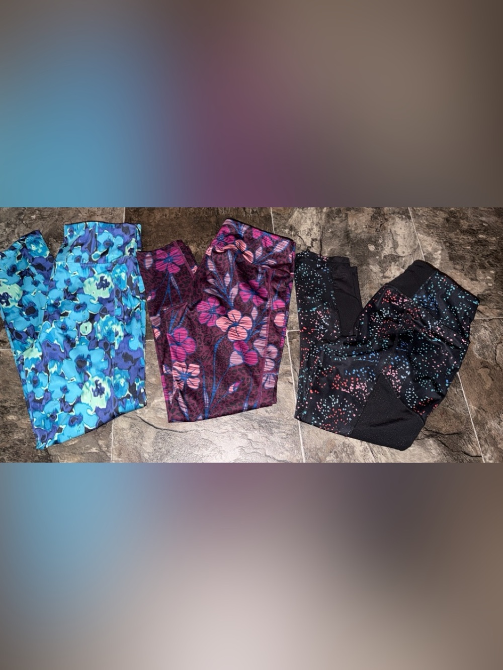 Pro Player, Avia, zone pro Floral Print Leggings in Purple, Pink, Blue, black